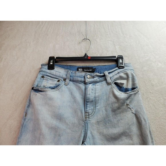RSQ Jeans Women's 28 Blue Denim Cotton Slim Fit Straight Distressed Light Wash - Picture 5 of 12